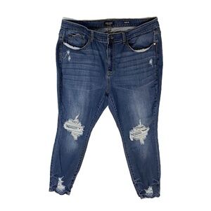Judy Blue Jeans Size 22W Skinny Fit Blue Denim Stretch Distressed High Rise